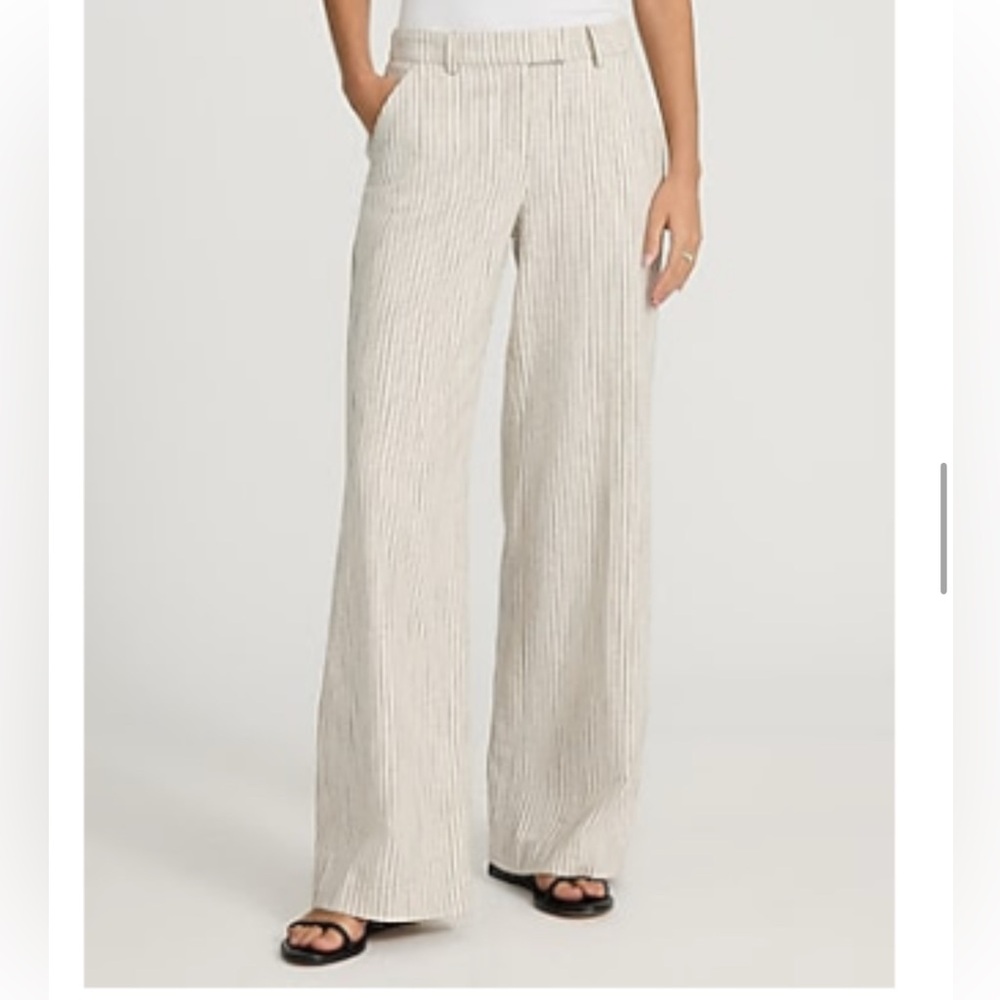 Women's Express Editor Striped Cream Pants, Size 14R